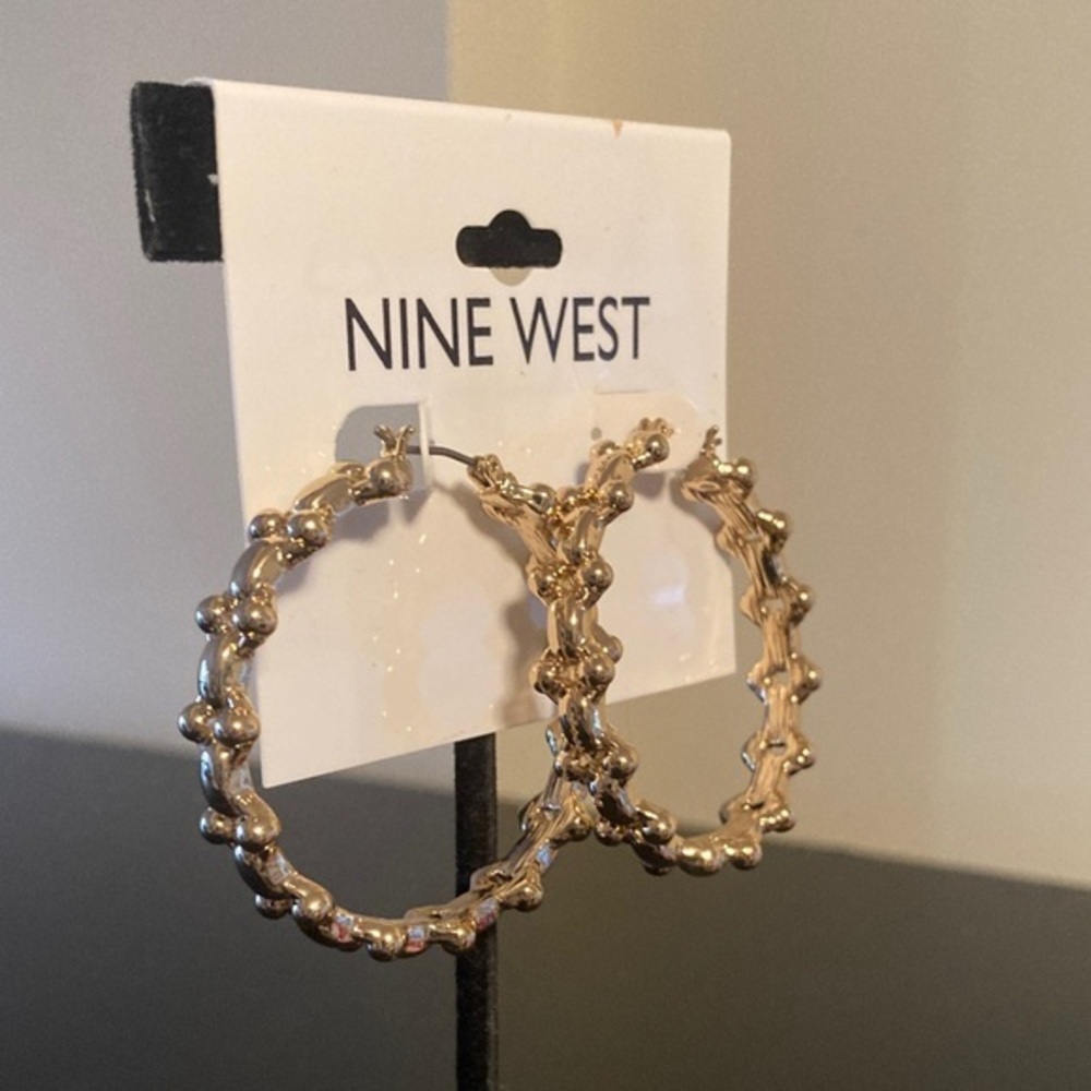 Nine West Textured Gold Hoop Earrings